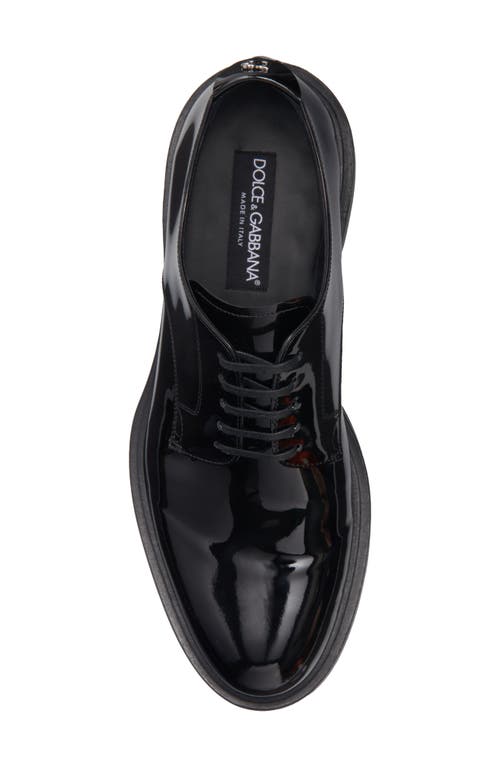 Dolce & Gabbana Black Leather Lace Up Shoes In 80999 Nero