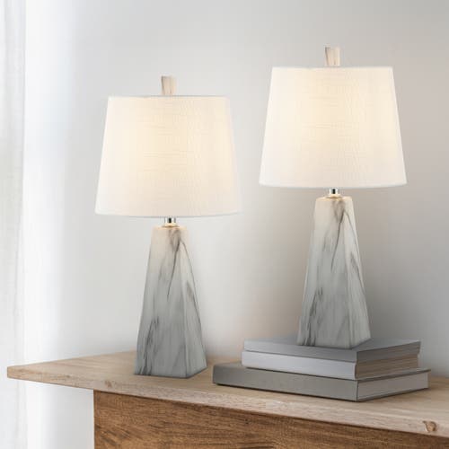 Jonathan Y Owen Table Lamp In White Marble Finish- Set Of 2