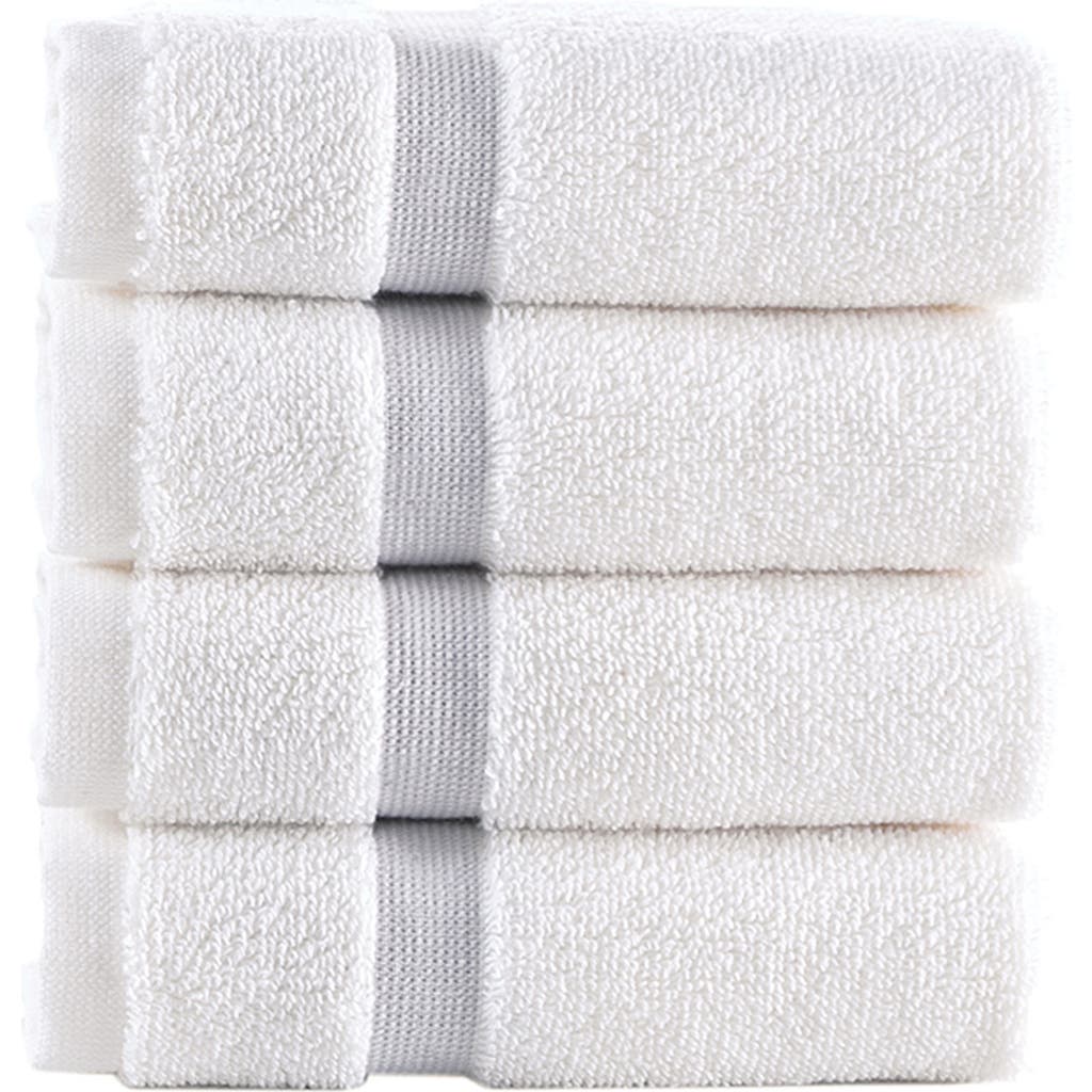 Brooks Brothers Contrast Border 4-piece Towel Set In Silver