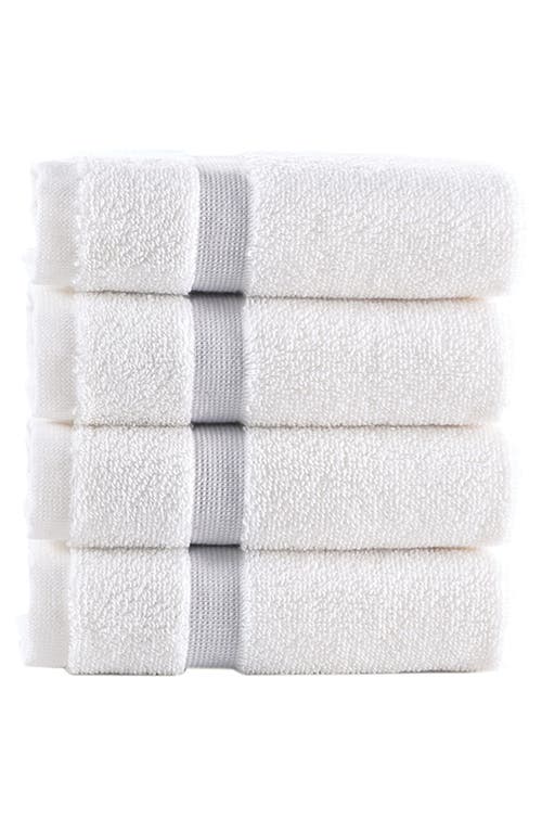 Brooks Brothers Contrast Border 4-piece Towel Set In Silver