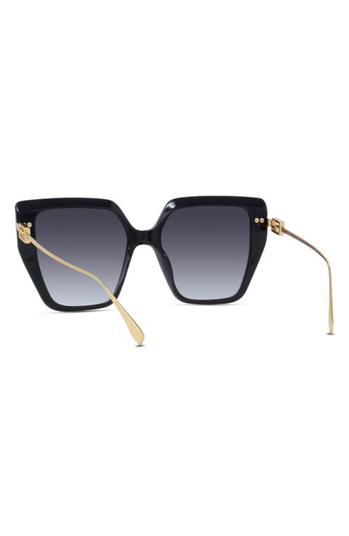 Shop Fendi ' Baguette 55mm Butterfly Sunglasses In Shiny Black/gradient Smoke