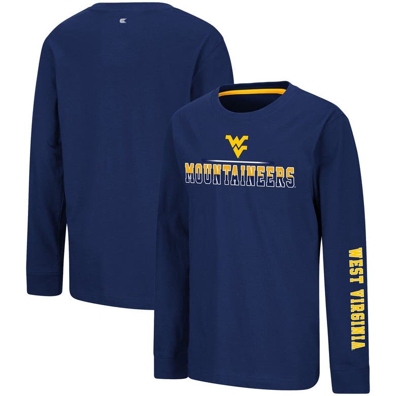 Colosseum Kids' Youth  Navy West Virginia Mountaineers Two-hit Long Sleeve T-shirt