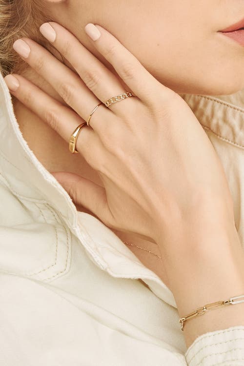 Oradina 14k Yellow Gold Florence Linear Signet Ring In Yellow Gold