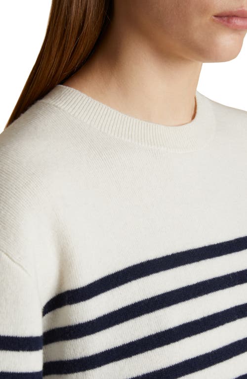 Shop Khaite Viola Stripe Cashmere Sweater In Ivory/navy Stripe