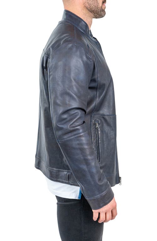 Maceoo Leather & Suede Reversible Jacket In Blue