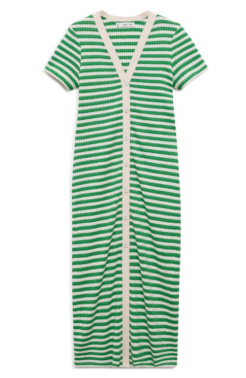 Mango Striped Jersey Dress Green In Green