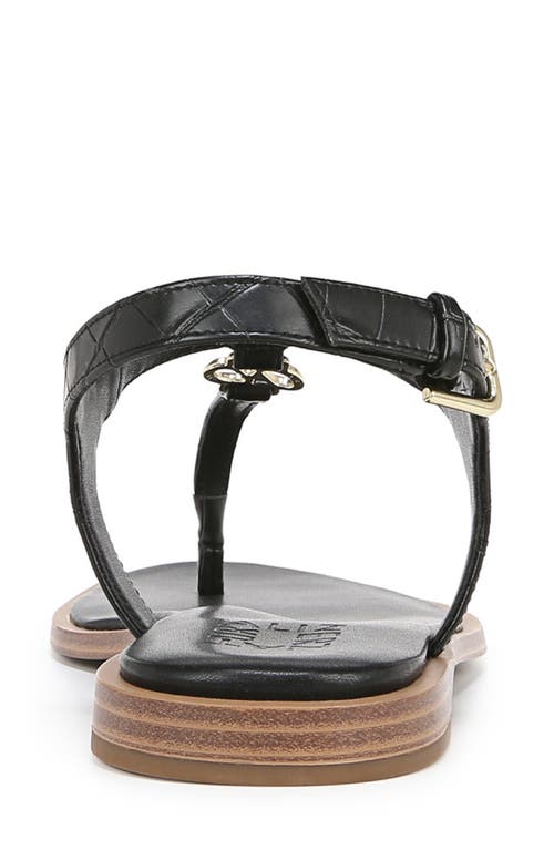 Naturalizer Lizzi T-strap Flat Sandals In Black Croco