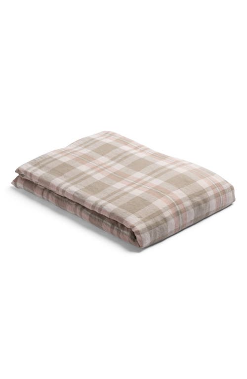 PIGLET IN BED Check Linen Fitted Sheet in Taupe Check at Nordstrom