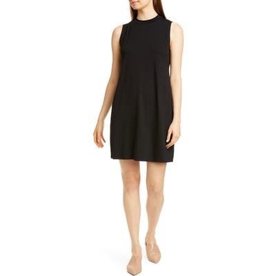 Petite Eileen Fisher Stretch Tencel Lyocell Shift Dress, Black