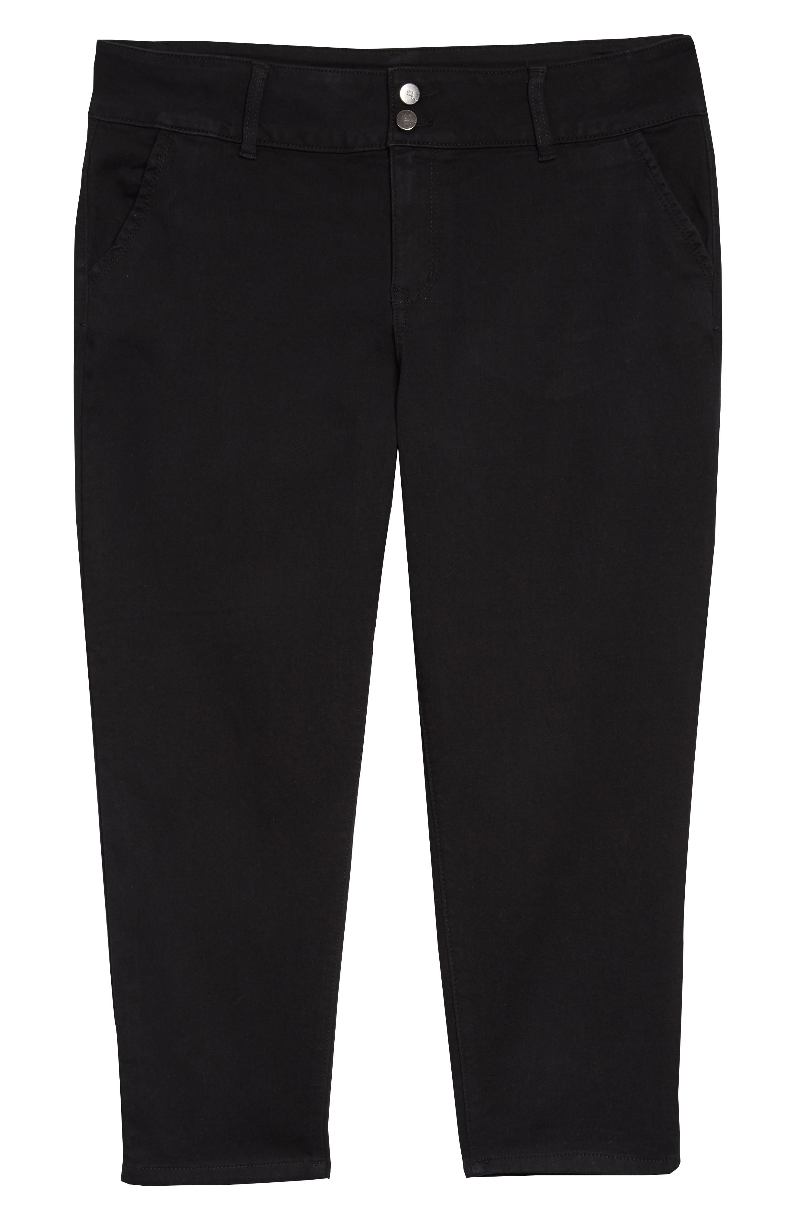 Plus  Women's 1822 Denim Double Button Re: denim Crop Skinny Jeans,  20W - Black