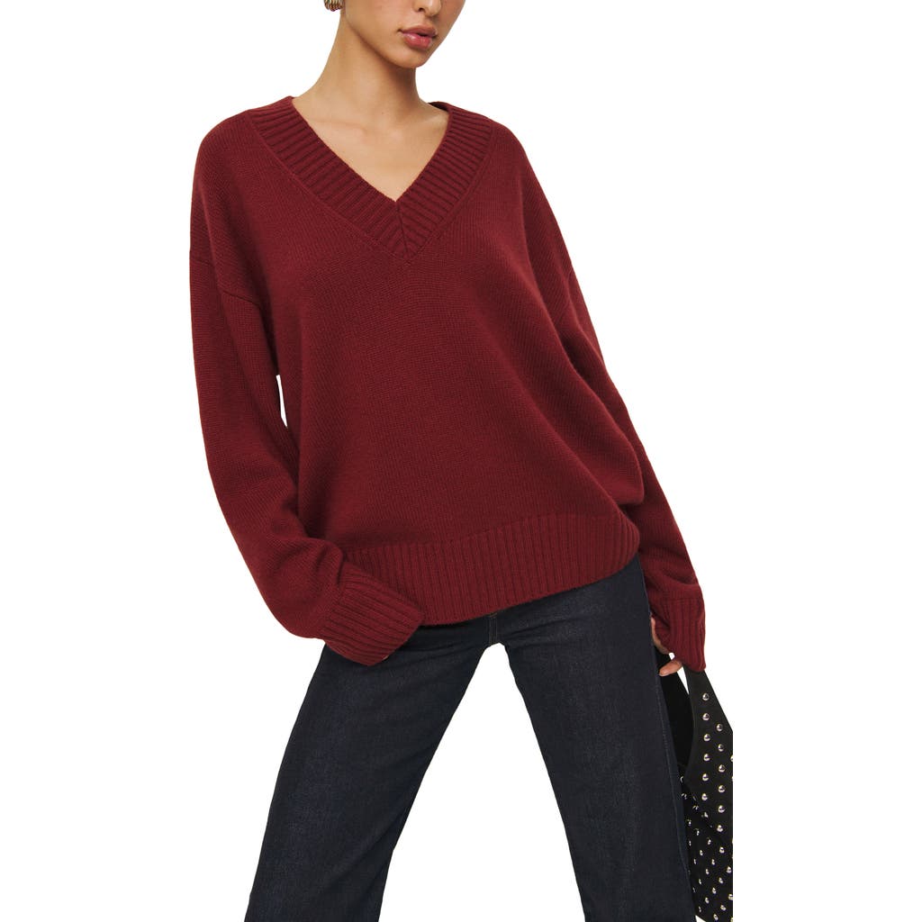 Reformation Womens Jadey V-neck Cashmere And Wool-blend Jumper Chianti In Burgundy