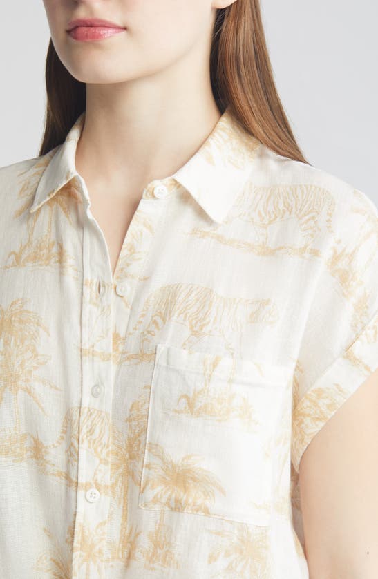 Shop Rails Whitney Short Sleeve Linen Blend Button-up Shirt In Wild Bengals