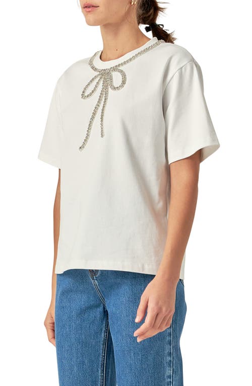 English Factory Embellished Bow Top In White