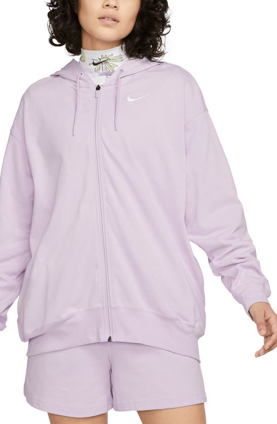 Nike Front Zip Logo Hoodie In Doll/ White