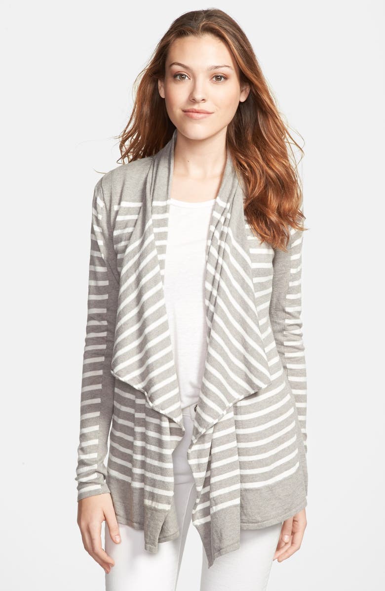 Sweet Romeo 'Addison' Placed Stripe Open Front Waterfall Cardigan ...