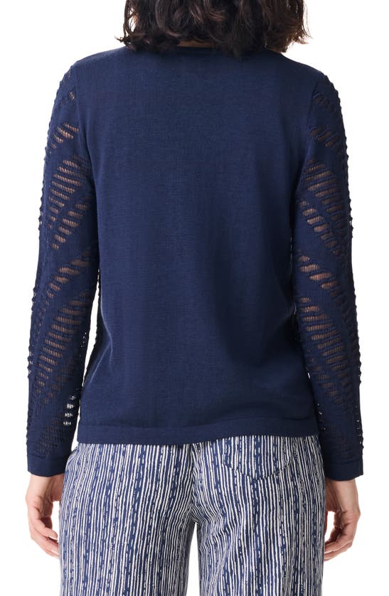 Shop Nic + Zoe Nic+zoe Placed Pointelle Stitch Sweater In Dark Indigo