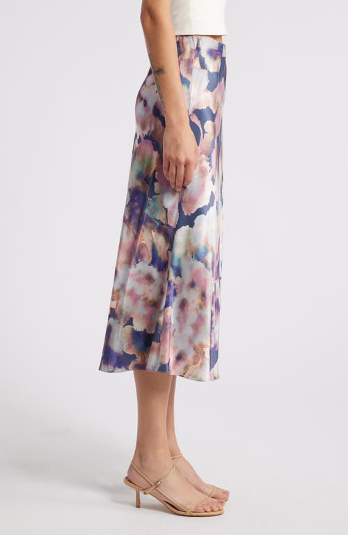 Shop Rails Anya Satin Midi Skirt In Midnight Verbena