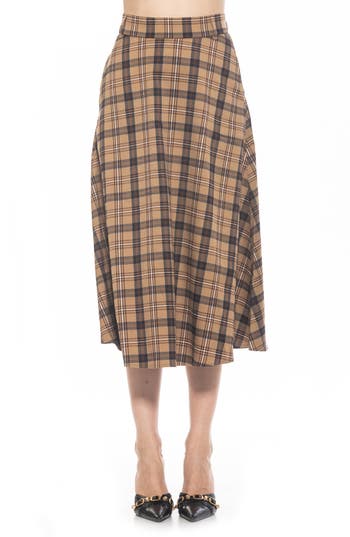 Alexia Admor Leonie Plaid A-line Skirt In Yellow Plaid