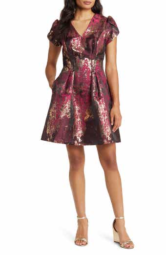 Vince Camuto Metallic Jacquard Fit Flare Dress Nordstrom