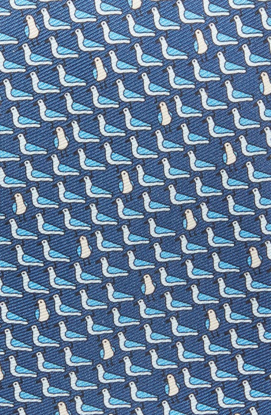 Shop Zegna Ties Seagull Print Silk Tie In Darkblue