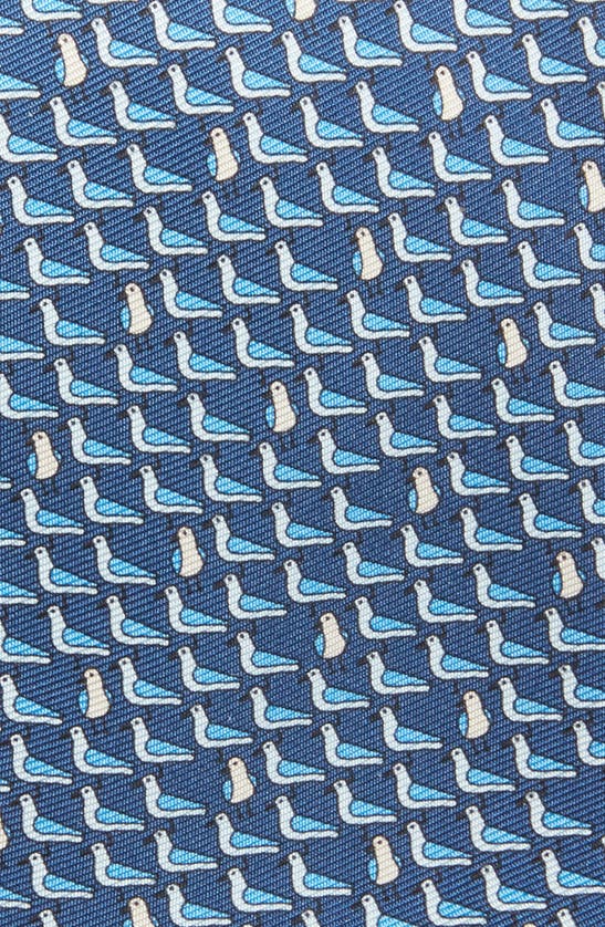 Zegna Ties Seagull Print Silk Tie In Darkblue