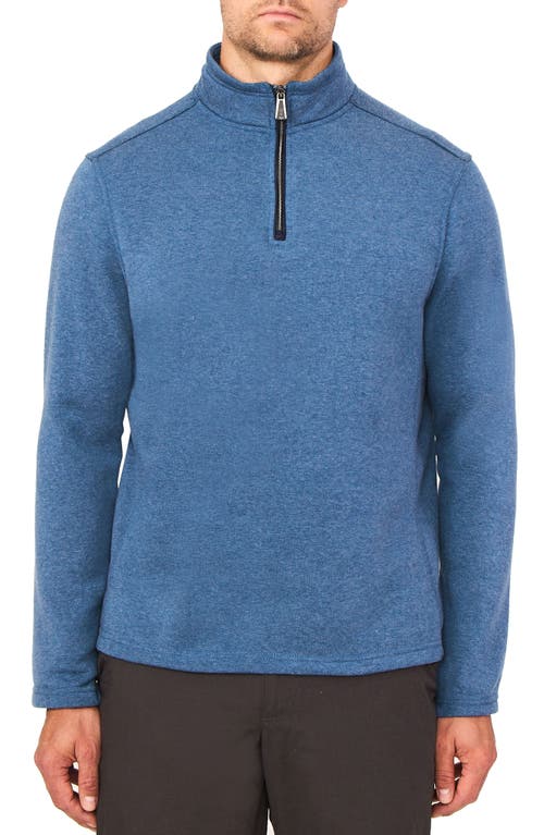 Brushed Knit Quarter Zip Pullover in Navy Heather