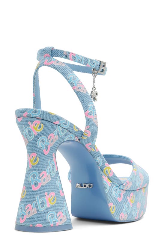 Shop Aldo X Barbie Party Ankle Strap Platform Sandal In Denim Light Blue