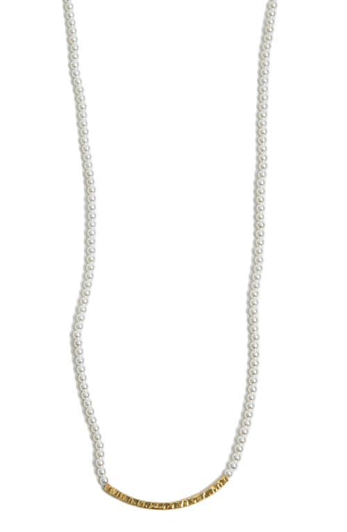 Argento Vivo Sterling Silver Freshwater Pearl Bar Necklace in Gold