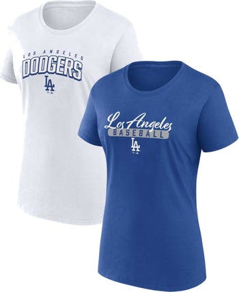 Women's Los Angeles Dodgers Concepts Sport White/Royal Flagship Long Sleeve  V-Neck T-Shirt & Pants Sleep Set