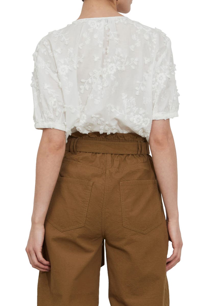 & Other Stories Floral Texture Front Button Cotton Top, Alternate, color, White Light