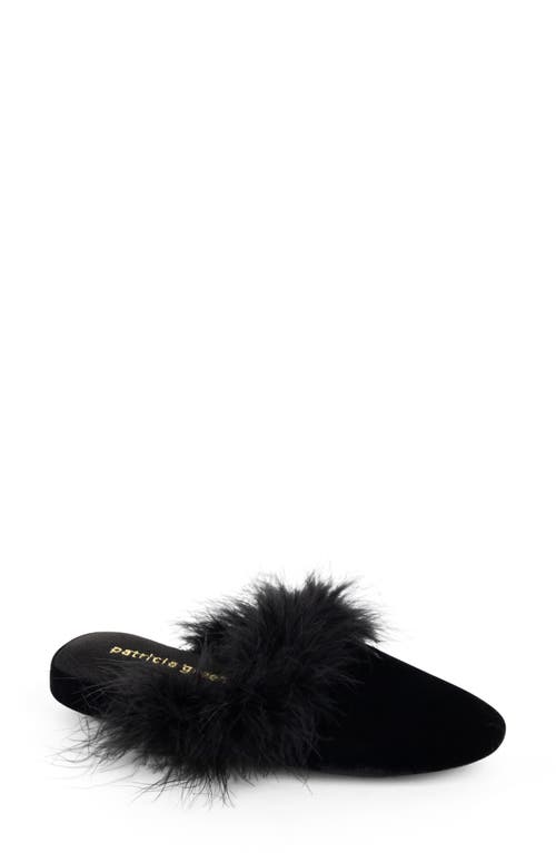 patricia green Party Feather Velvet Slipper Black at Nordstrom,