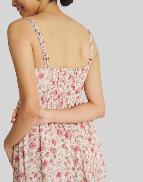Reistor Strappy Gathered Midi Dress In Petal Fusion