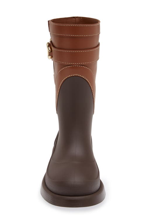 Shop Valentino Garavani Vlogo Bold Short Rain Boot In Tobacco/fondant