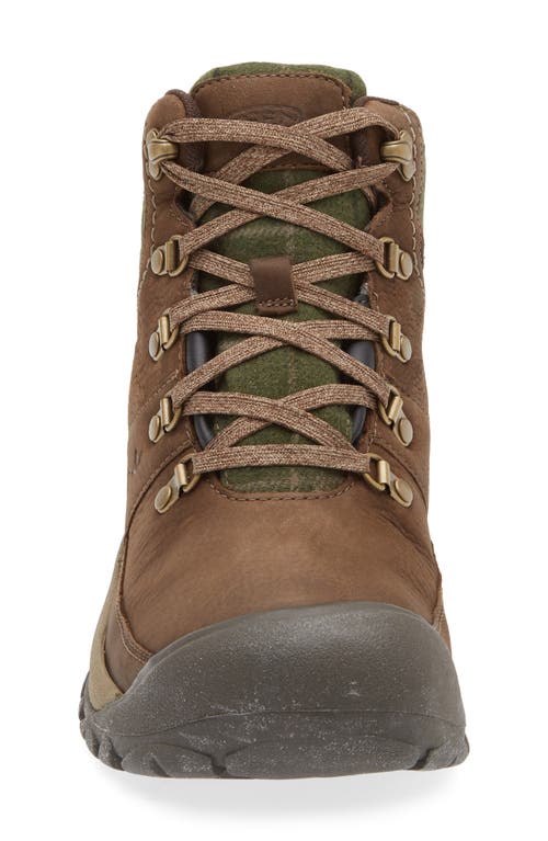 Keen Kaci Iii Winter Mid Waterproof Hiking Boot In Dark Earth/green Plaid