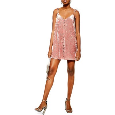 Petite Topshop Glitter Star Crushed Velvet Slipdress, P US (fits like 10-12P) - Pink