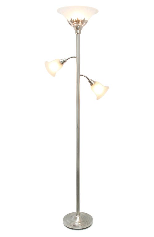 Shop Lalia Home Torchiere Floor Lamp In Brushed Nickel/white Shades