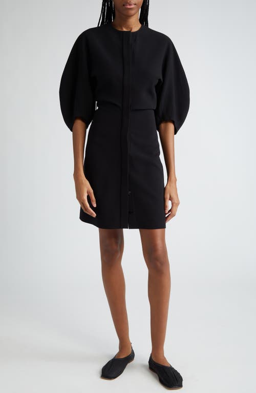 Proenza Schouler Goldie Balloon Sleeve Matte Crepe Dress Black at Nordstrom,