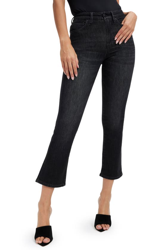 Shop Good American Good Legs Crop Mini Bootcut Jeans In Black218