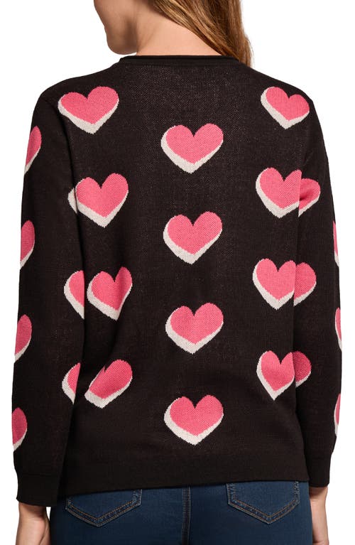 Shop Jones New York Heart Crewneck Sweater In Jones Black Multi