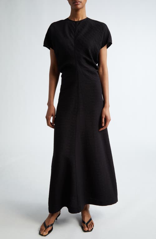 TOTEME Crinkle Texture Knit Maxi Dress Black at Nordstrom, Us