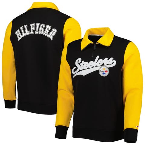 Men's Tommy Hilfiger Black/Gold Pittsburgh Steelers Aiden Quarter-Zip Sweatshirt