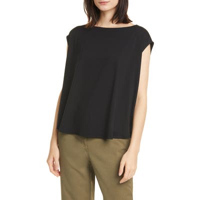 Eileen Fisher Boat Neck Box Top, Black
