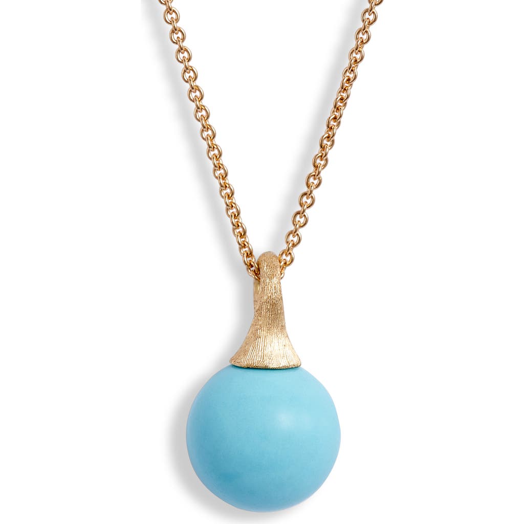 Marco Bicego Africa Boule 18k Yellow Gold Semiprecious Pendant Necklace In Turquoise/yellow Gold