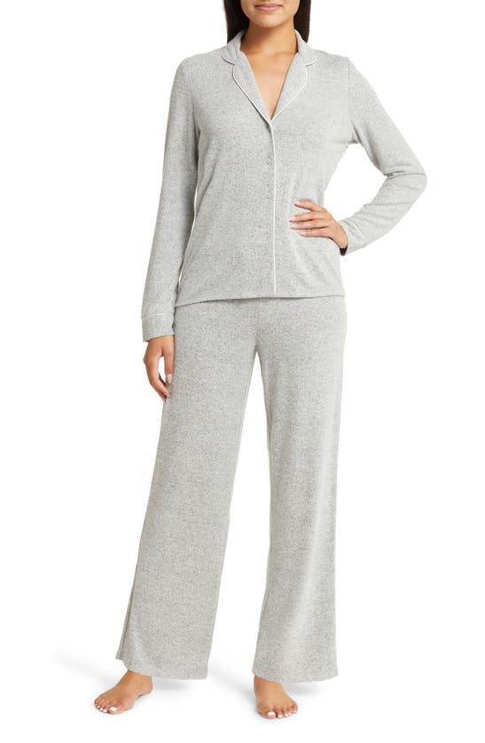 Nordstrom Brushed Hacci Pajamas In Grey Pearl Marl