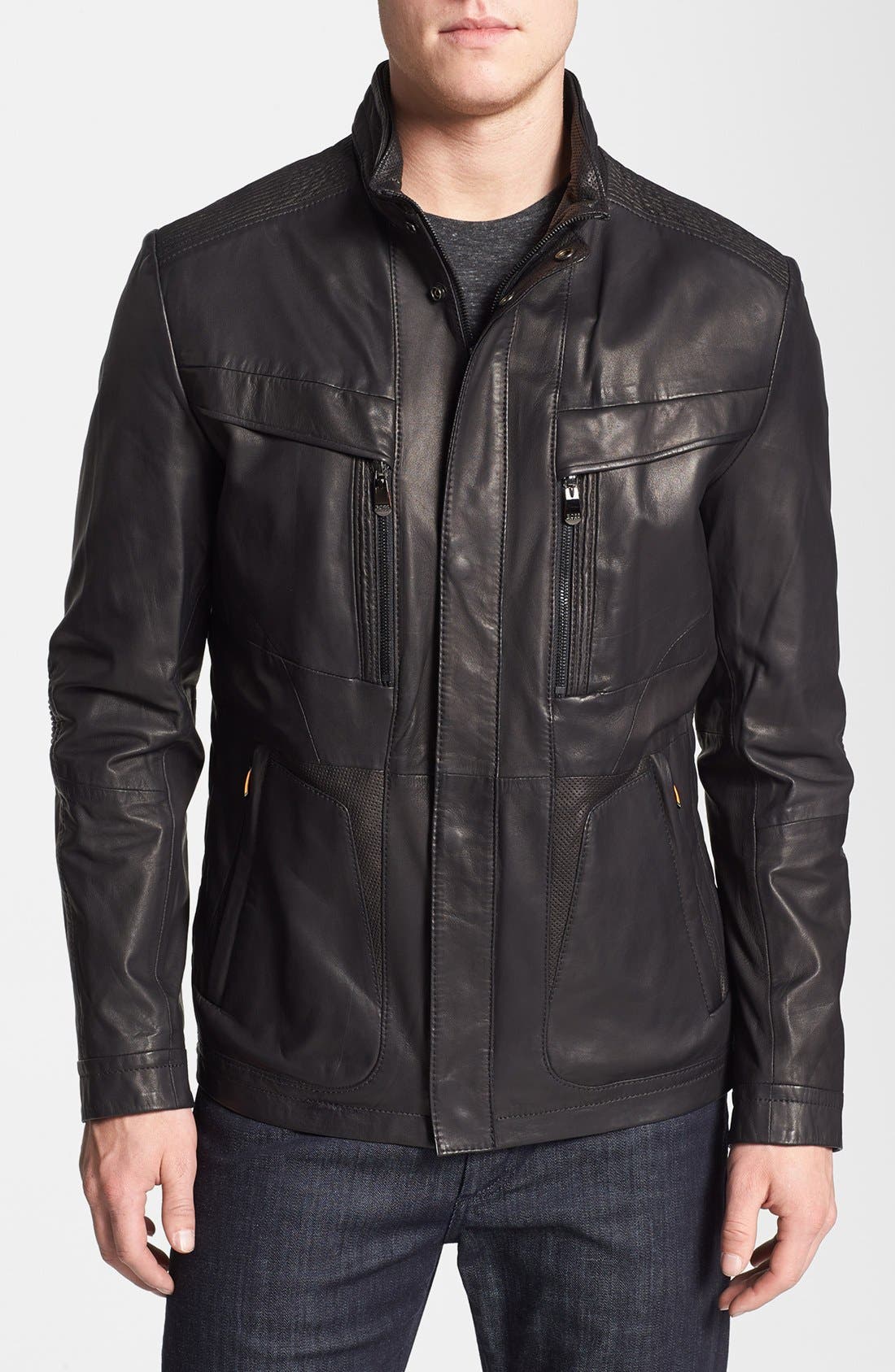 hugo boss lachlan leather jacket