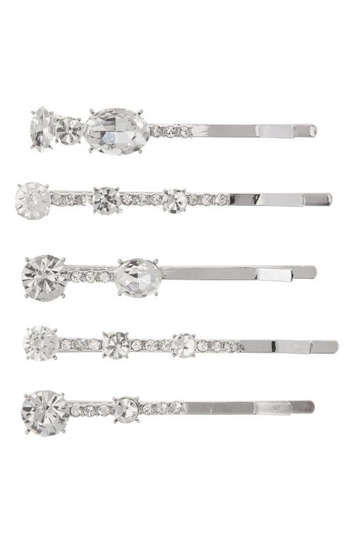 BP. Assorted 5-Pack Crystal Hair Pins in Silver- Clear