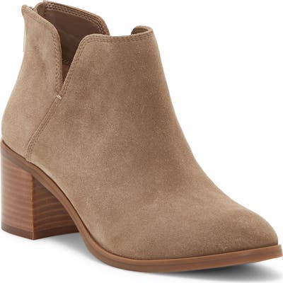 Enzo Angiolini Jainn Leather Block Heel Bootie, Beige