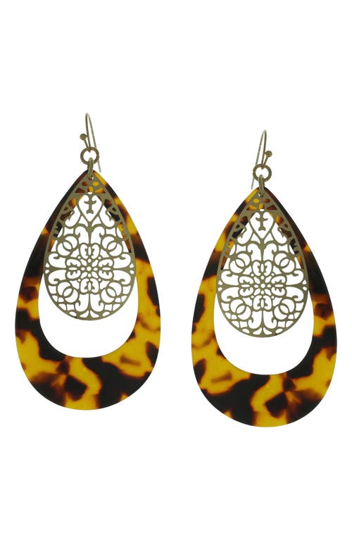 Olivia Welles Gold-plated Devin Floating Filigree Drop Earrings In Worn Gold/brown