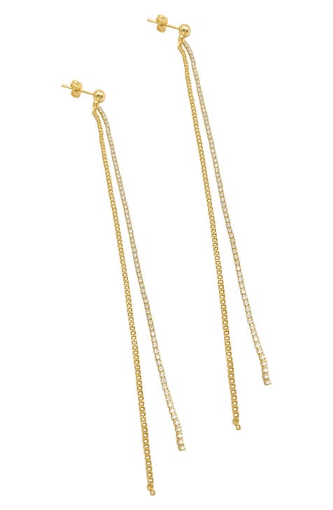 Tennis CZ Chain Drop Earrings