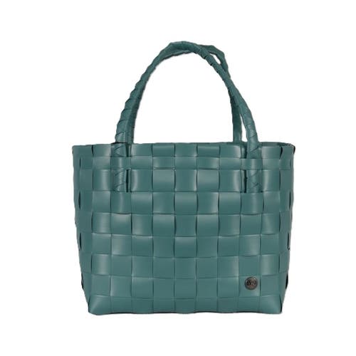 Shop Handed By Paris Recycled Plastic Tote Bag In Teal Blue